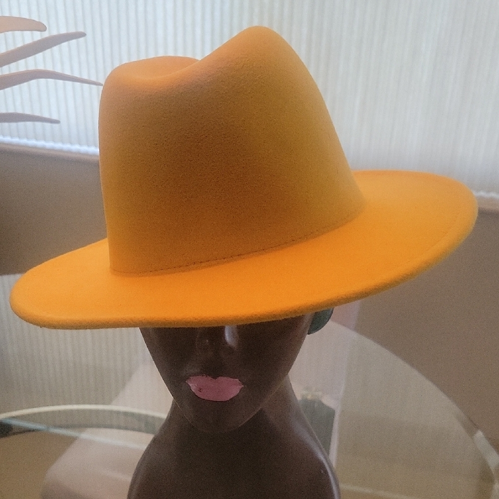 Vibrant Orange Wide-Brim Hat